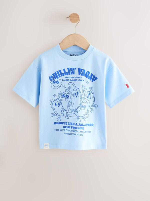 Blue Chilli 100% Cotton Short Sleeve Graphic Print T-Shirt (3mths-7yrs)
