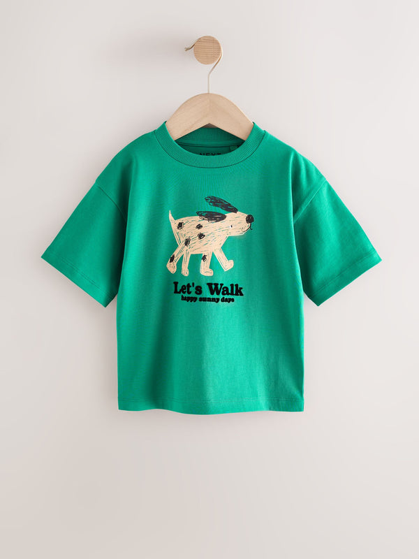 Green Short Sleeve Graphic Print T-Shirt (3mths-7yrs)
