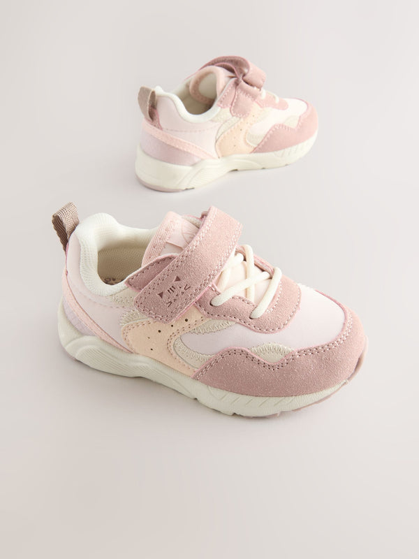 Pink Standard Fit (F) Elastic Lace Touch Fasten Trainers
