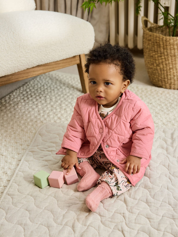 Pink Nylon Baby Quilted Lightweight Jacket (0mths-2yrs)