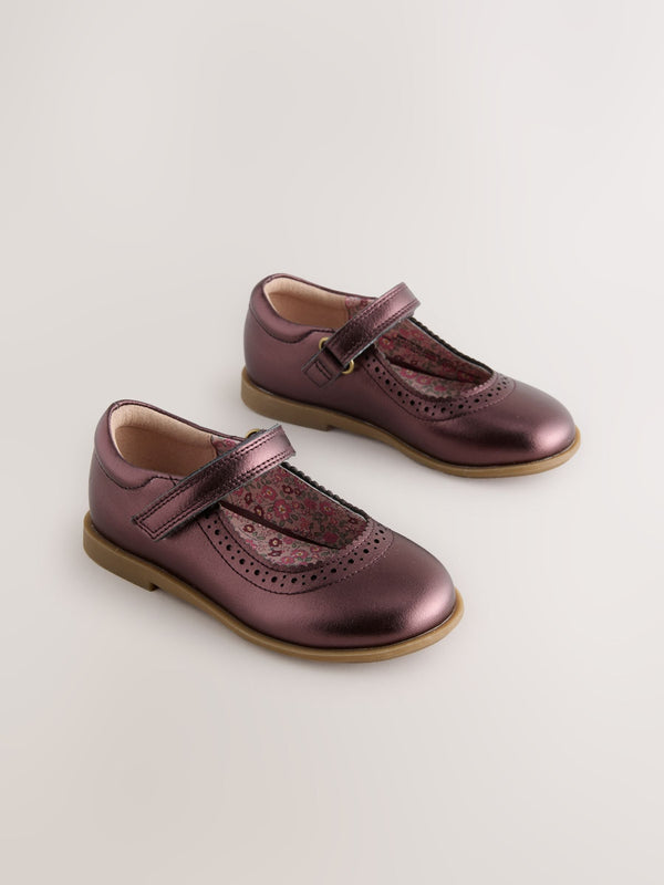 Burgundy Red Leather Touch Fastening Brogue Shoes