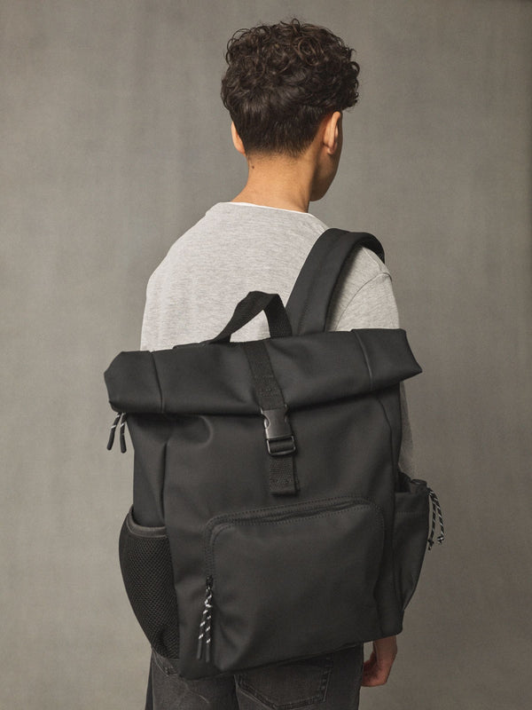 Black Roll Top Backpack