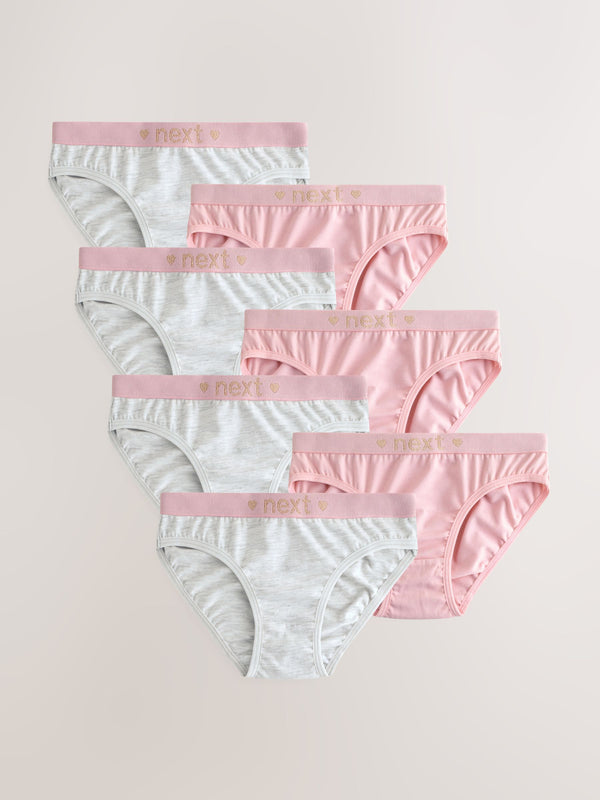 Pink/Grey Bikini Briefs 7 Pack (5-16yrs)