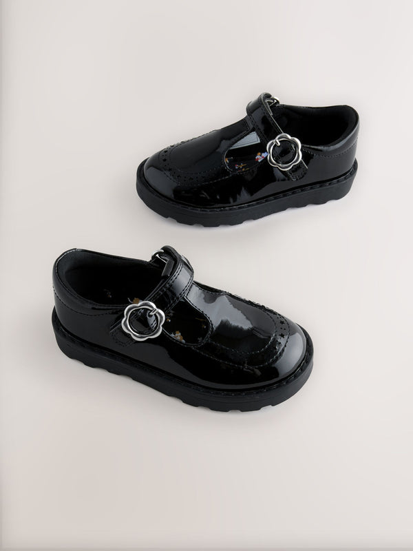 Black Patent T-Bar School Shoes