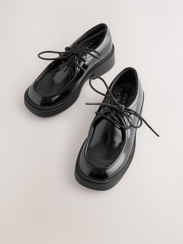 Black Patent Lace School Shoes