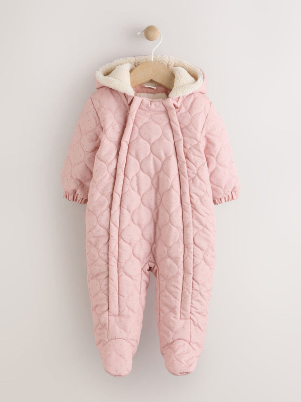 Pink Baby Quilted Nylon Pramsuit (0mths-2yrs)