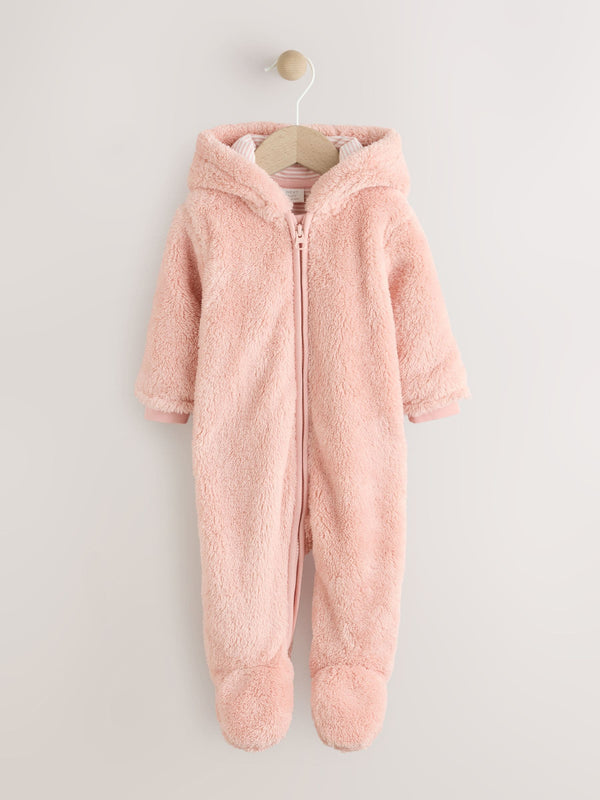 Pink Pink Fleece Baby Pramsuit (0-18mths)