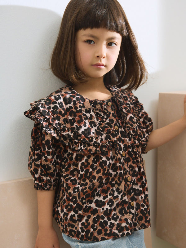 Animal 100% Cotton Printed Collar Blouse (3-16yrs)