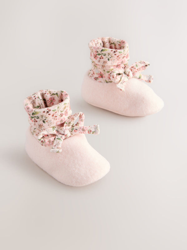 Pink Baby Tie Floral Print Boots (0-18mths)