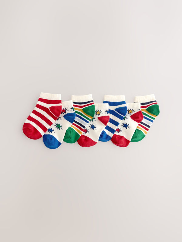 Rainbow Stripe/Star Rich Trainers Socks 7 Pack