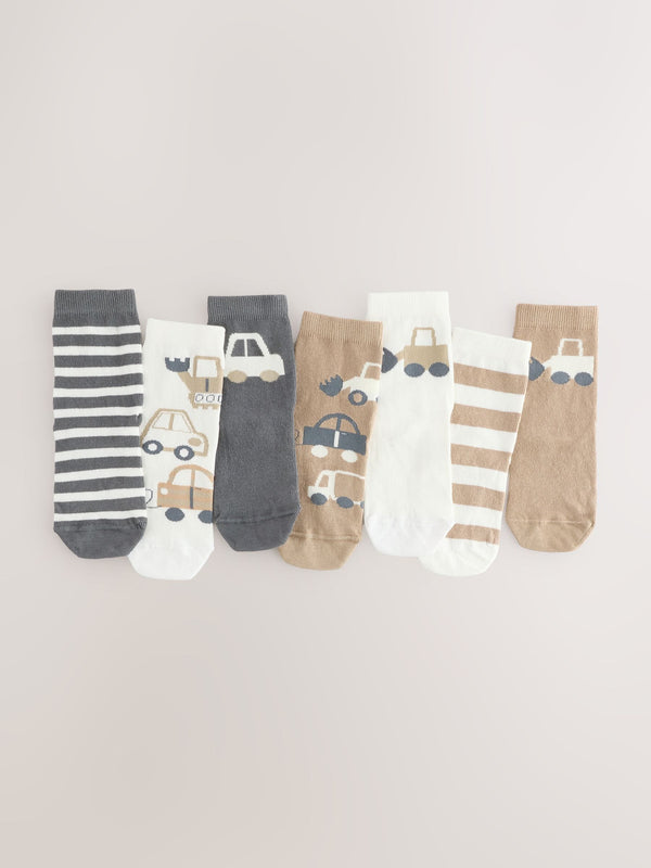 Neutral Transport Cotton Rich Socks 7 Pack