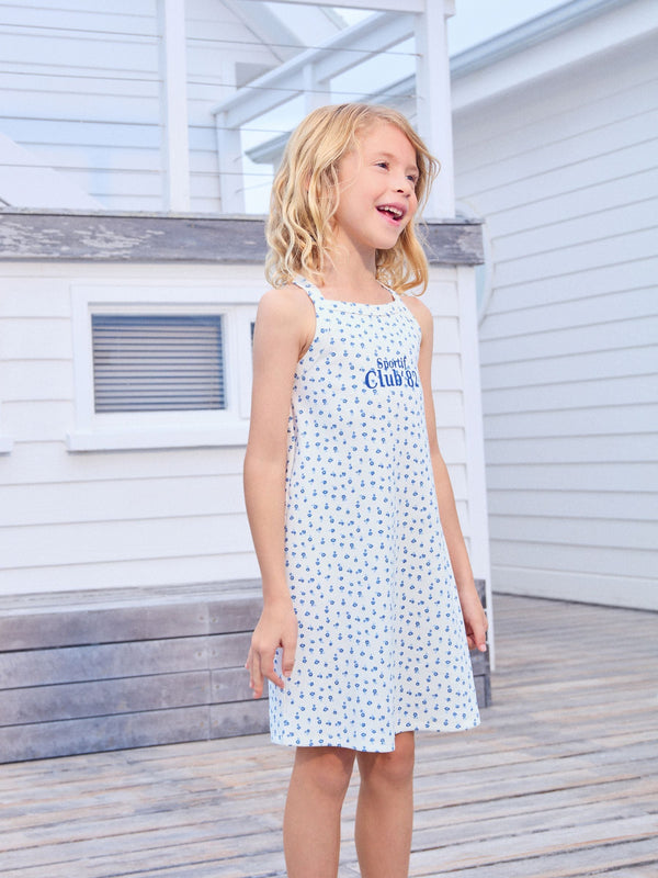 Ecru Ditsy Rib Racer Summer Dress (3-16yrs)