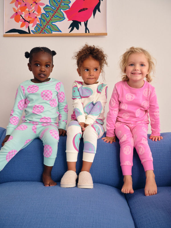 Pink/Green Smile Snuggle Pyjamas 3 pack (9mths-12yrs)