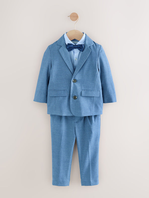 Blue Check Blazer, Shirt, Trousers & Bow Tie Set (3mths-9yrs)