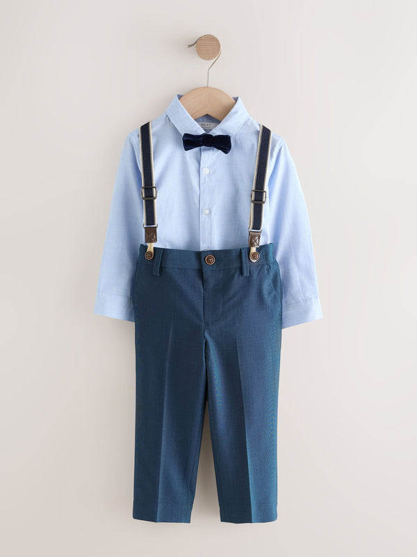 Blue Shirt Trousers Braces and Bow Tie Set (3mths-9yrs)