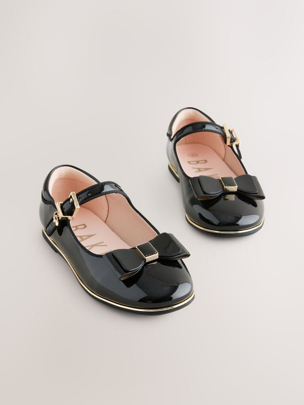 Baker by Ted Baker Girls Back to School Patent Mary Jane Black Shoes with Bow