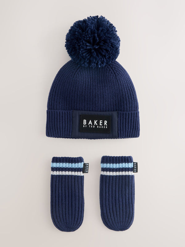 Baker by Ted Baker Boys Pom Beanie and Mittens Set