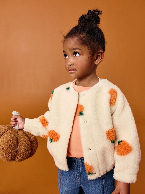 Cream Pumpkin Borg Fleece Bomber Jacket (3mths-8yrs)