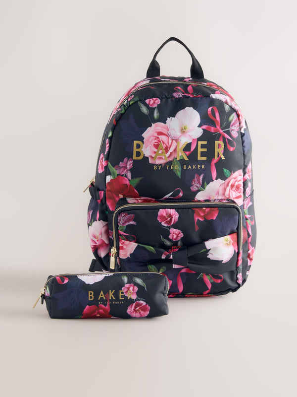 Baker by Ted Baker Girls Back to School Floral Print Backpack with Pencil Case
