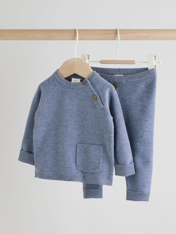 Blue Baby Knitted Jumper and Leggings Set (0mths-2yrs)