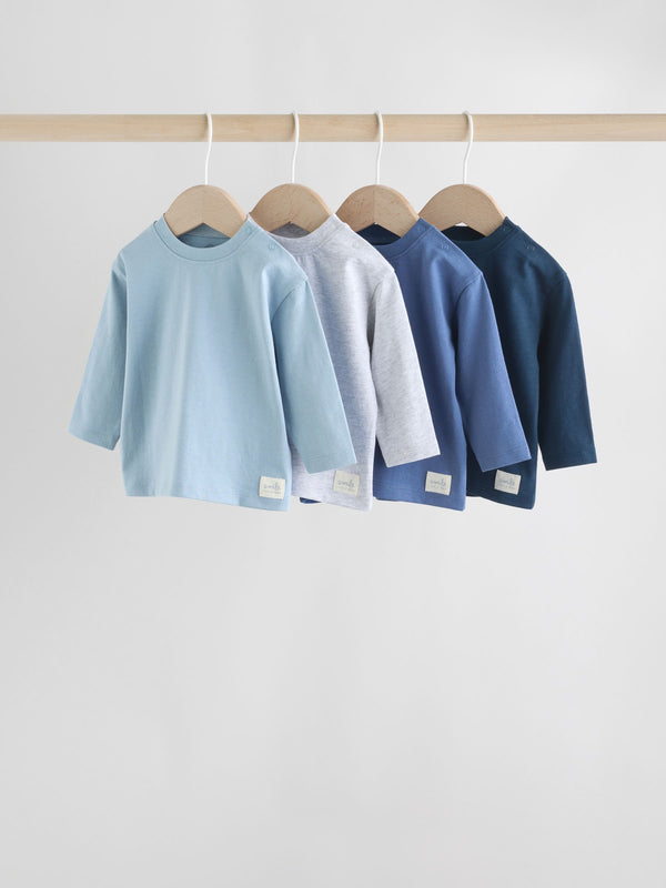 Blue Baby Long Sleeve T-Shirts 4 Pack (0mths-2yrs)