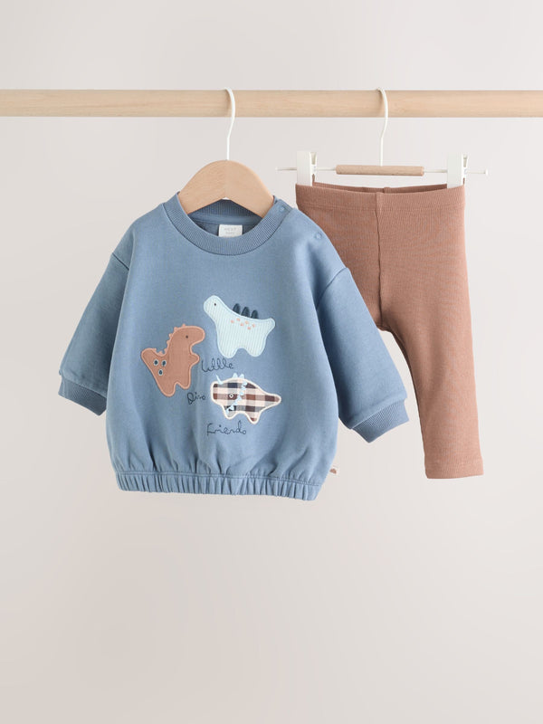Blue Dino Baby Sweatshirt and Leggings Set (0mths-3yrs)