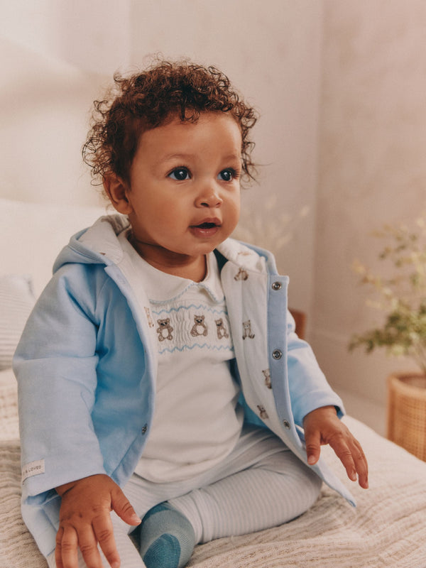 Blue Bear Baby Jersey Jacket, Bodysuit and Leggings 3 Piece Set (0mths-2yrs)