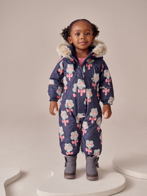 Navy Flower Waterproof Printed Snowsuit (3mths-7yrs)