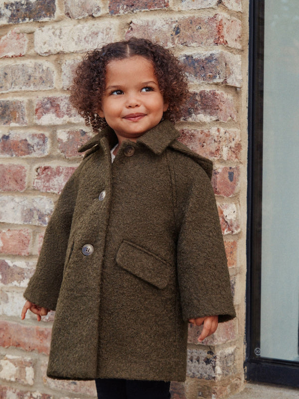 Khaki Green Relaxed Fit Coat With Wool (3mths-7yrs)