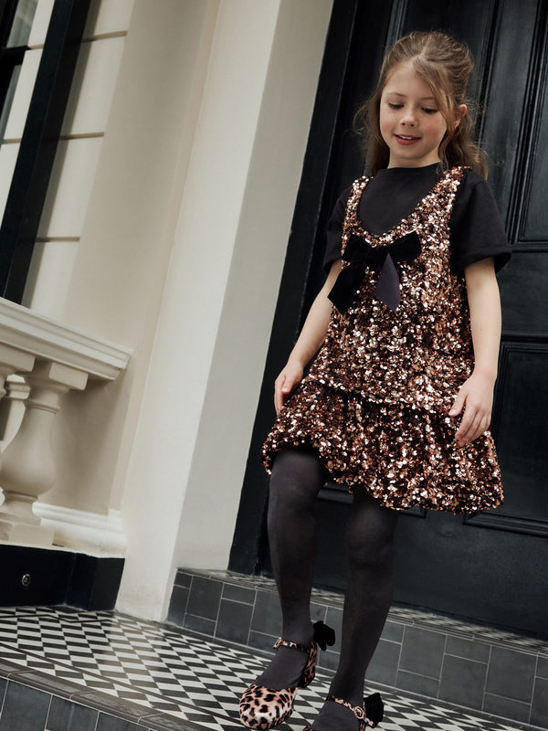 Bronze Sequin Dress and T-Shirt Set (3-16yrs)