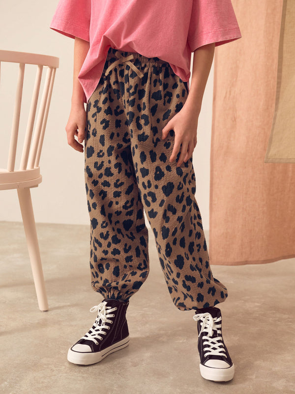 Leopard Print Pull-On 100% Cotton Trousers (3-16yrs)