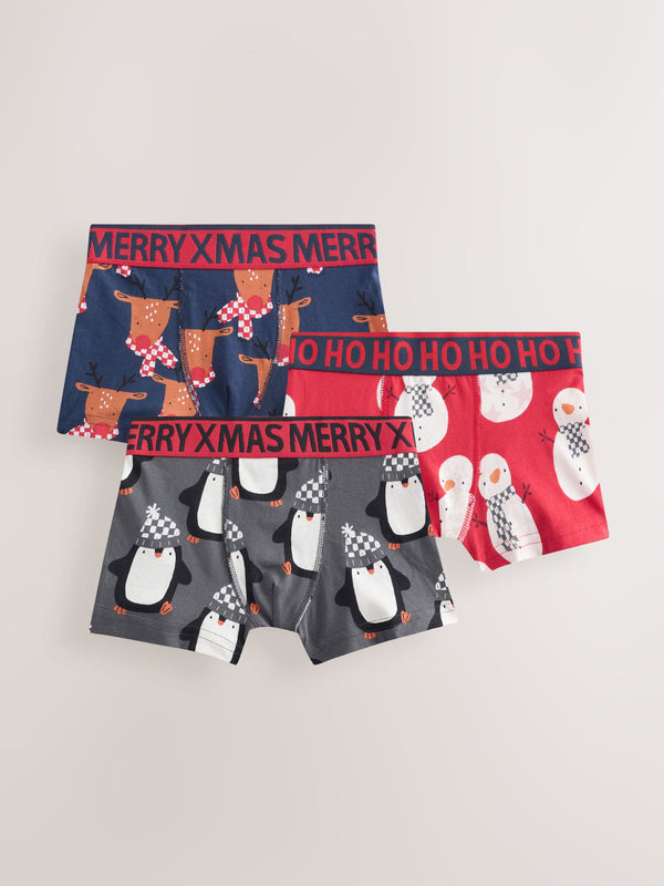 Animals Print Christmas Boxers 3 Pack (1.5-16yrs)