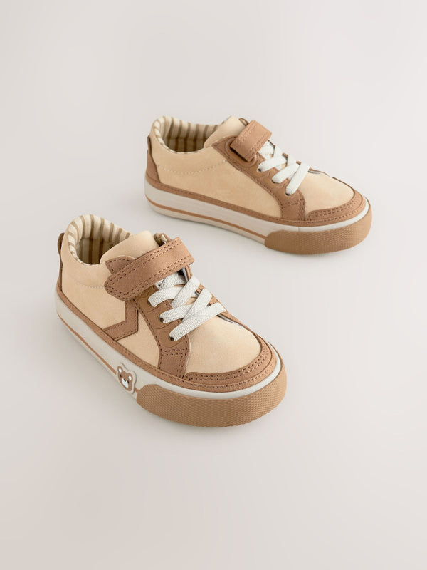 Brown Bear Standard Fit (F) Touch Fastening Elastic Lace Trainers