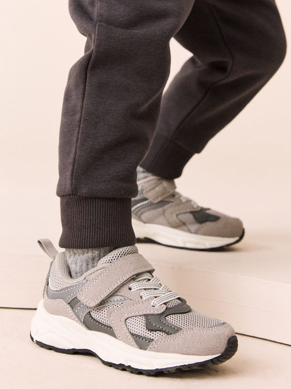 Grey Touch Fastening Elastic Lace Trainers