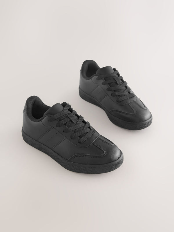 Black Leather Lace Up School Shoe