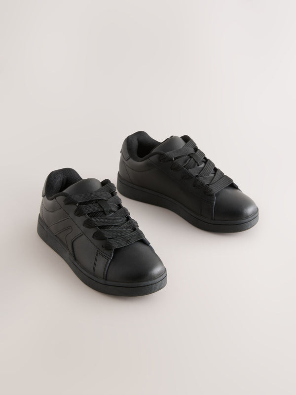 Black Leather Lace Up School Shoes