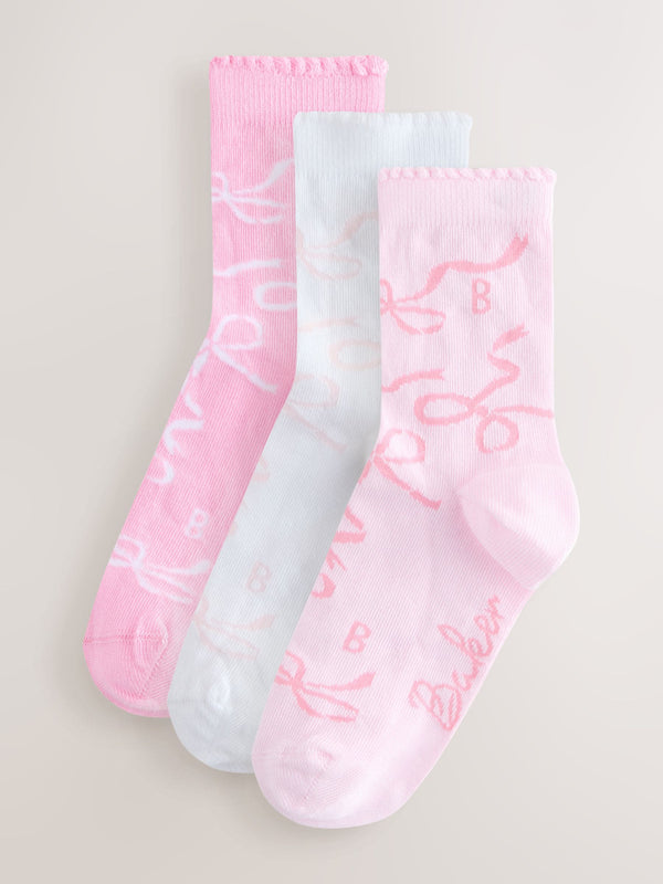 Baker by Ted Baker Girls Multi Bow Socks 3 Pack