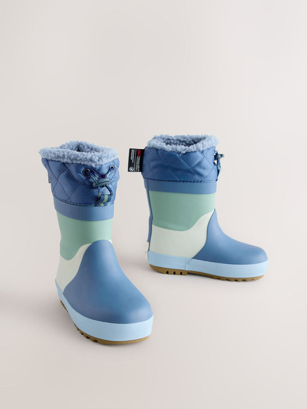 Blue Colourblock Thermal Thinsulate™ Lined Cuff Wellies