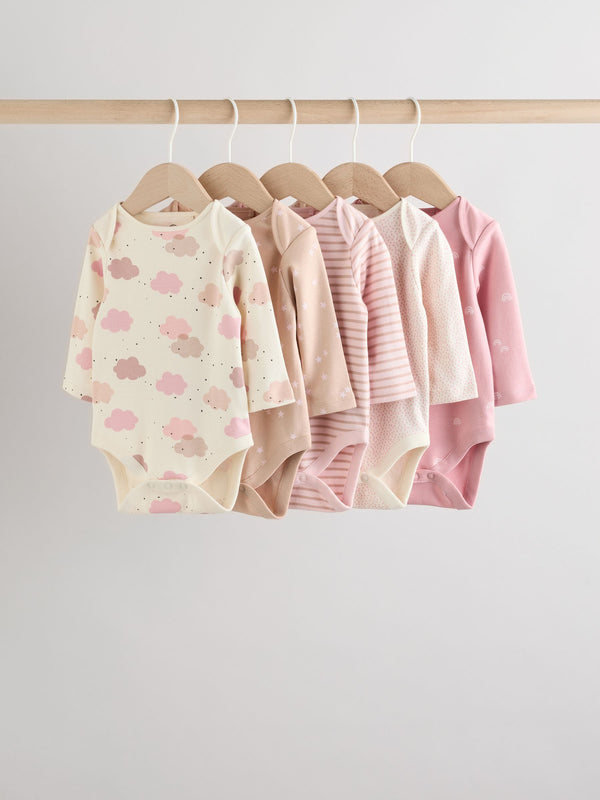 Pink Baby Long Sleeve Bodysuits 5 Pack