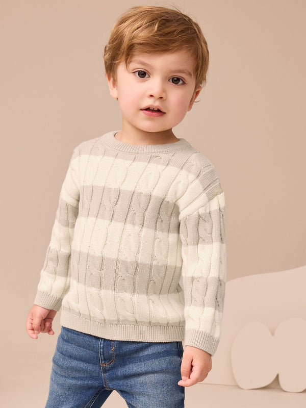 Neutral Cable Knit Crew Neck Jumper (3mths-7yrs)