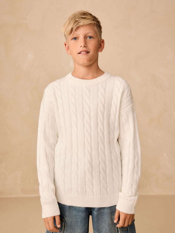 Cream Cable Knit Crew Neck Jumper (3-16yrs)
