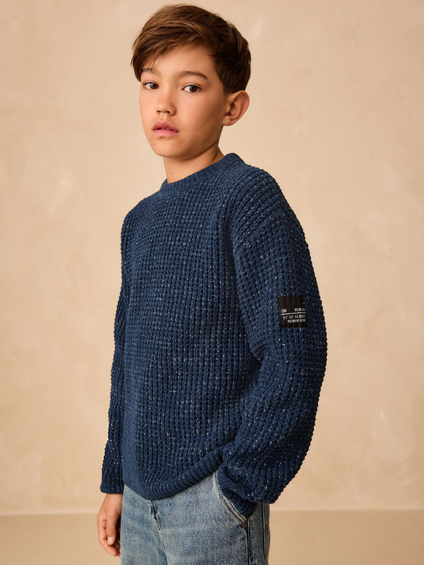 Indigo Blue Utility Knitted Crew Neck Jumper (3-16yrs)