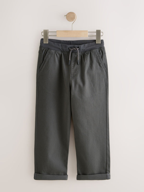 Charcoal Grey Wide Fit Rib Waist Pull-On Trousers (3-16yrs)