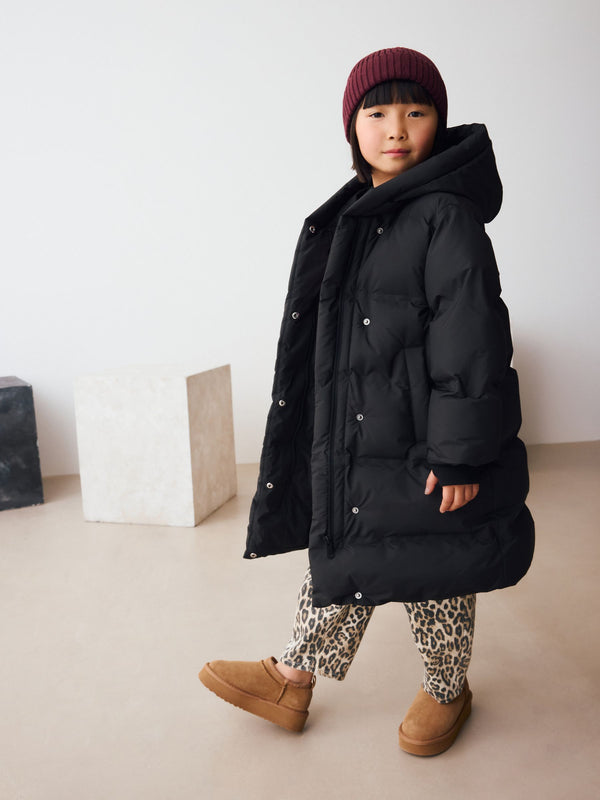 Black Waterproof Faux Fur Lined Padded Coat (3-16yrs)
