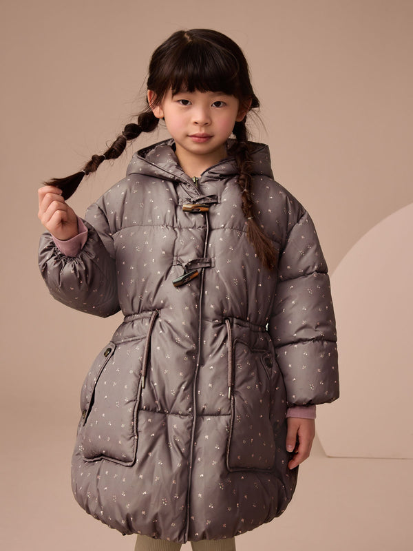 Chocolate Brown Shower Resistant Printed Padded Coat (3-16yrs)