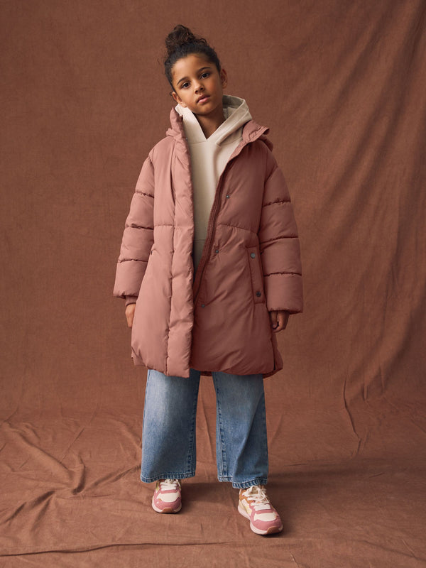 Rust Red Shower Resistant Diamond Quilted Padded Coat (3-16yrs)