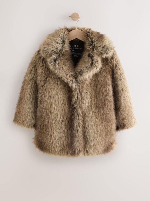 Brown Faux Fur Coat (3-16yrs)