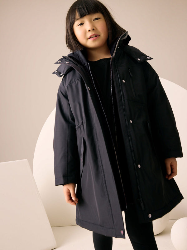 Black Waterproof Padded Coat (3-16yrs)
