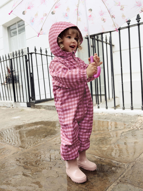 Pink Check Waterproof Printed Puddlesuit (3mths-7yrs)