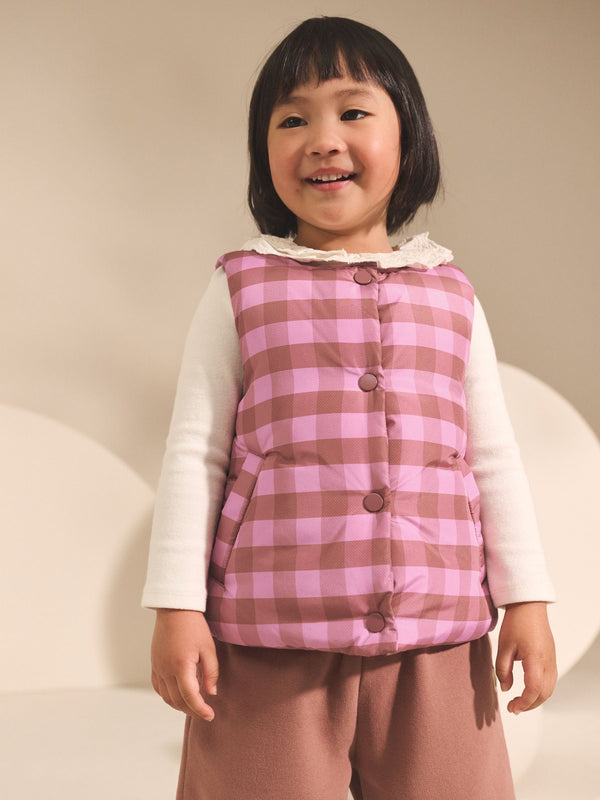 Pink Check Print Gilet (3mths-7yrs)